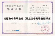 松原市中专毕业证（黑龙江中专毕业证样本）