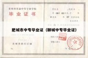 肥城市中专毕业证（聊城中专毕业证）