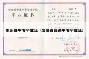 肥东县中专毕业证（安徽省普通中专毕业证）
